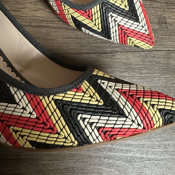 *MADISON* Black x Red Zig Zag Pattern Fashion Heels Size 9.5 - Picture 7 of 9